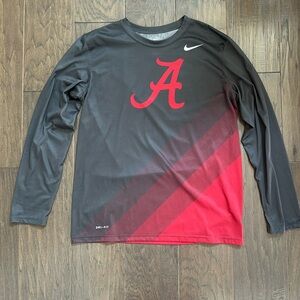 Nike. University of Alabama. Long sleeve, dry fit, gray and crimson EUC